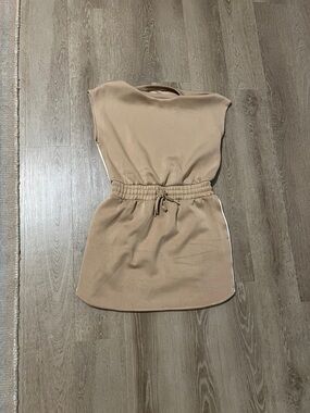 JoyLab Sleeveless Drawstring Mini Dress in Tan